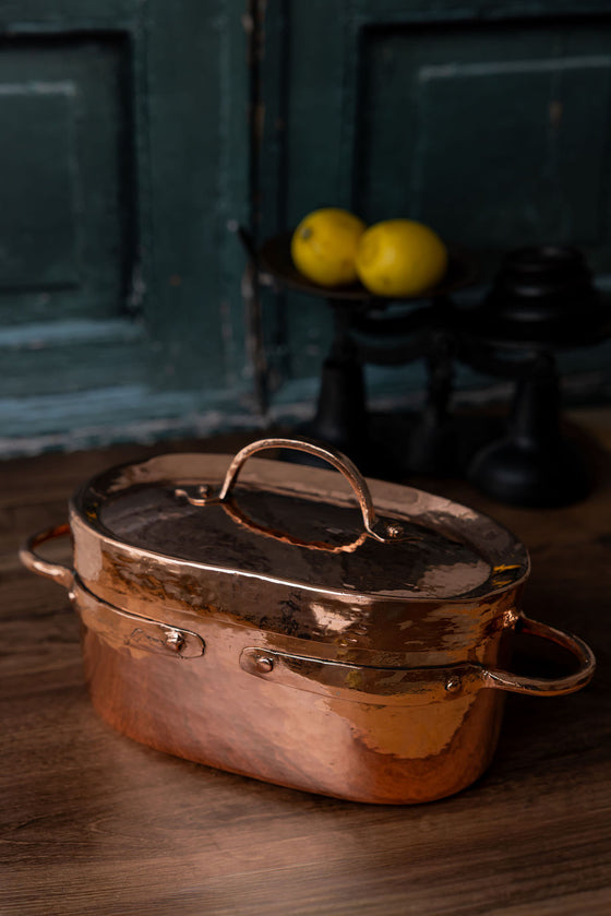 Antique French Hand-Hammered Copper Daubière, c.1880