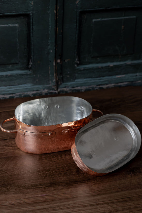 Antique French Hand-Hammered Copper Daubière, c.1880