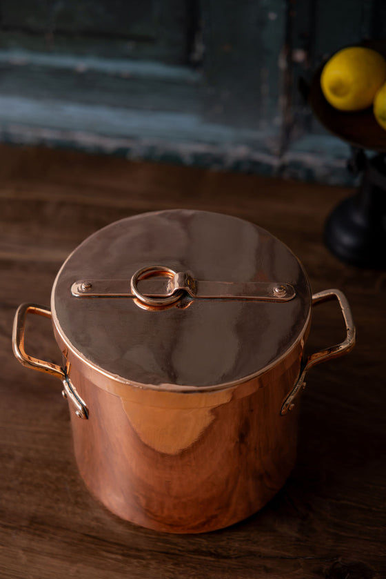 Antique French Copper Marmite Stockpot with Dovetailed Seams, c.1850