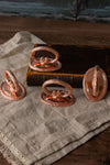 Vintage Inspired Copper Napkin Rings with Embossed Cross & Bow Pattern –