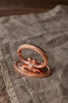 Vintage Inspired Copper Napkin Rings with Embossed Cross & Bow Pattern –
