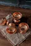 Vintage Inspired Copper Pedestal Bowls with Scalloped Panel Design – Set of 2