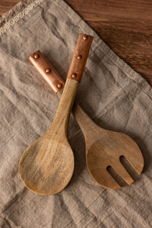  Vintage Inspired Wood Serving Utensils with Copper Strap Handles